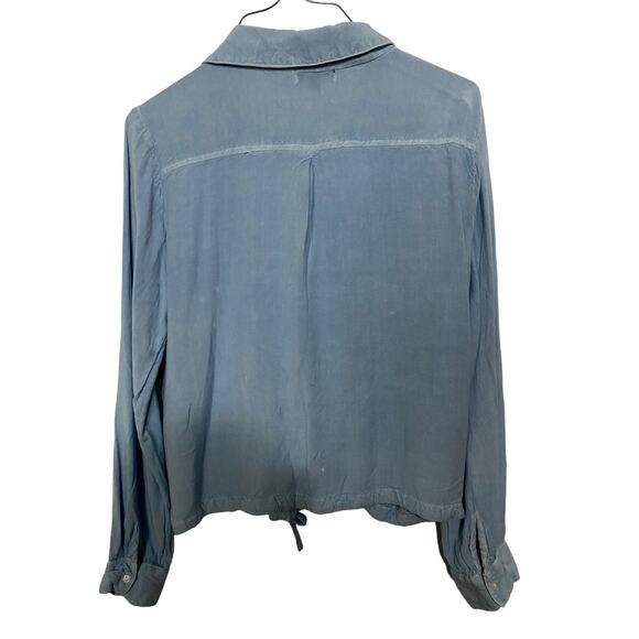 Style Envy Button Up Shirt Large Blue Lightweight Front Tie - Picture 3 of 3